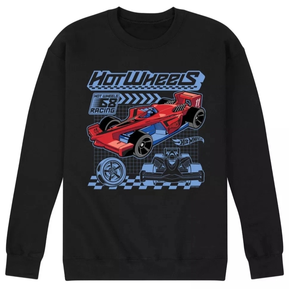 Men's Hot Wheels Schematic Graphic Fleece Sweatshirt - Black - X-Large